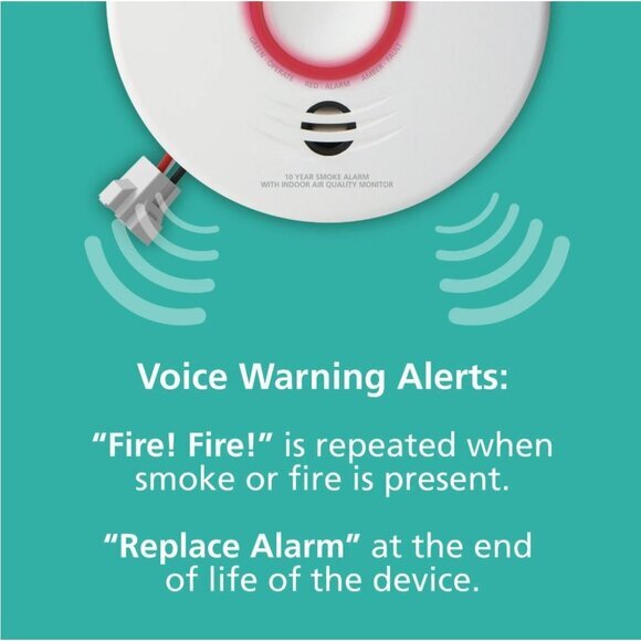 Kidde Hardwired Smart Smoke Detector Indoor Air Quality Monitor & Battery Backup - Picture 9 of 14